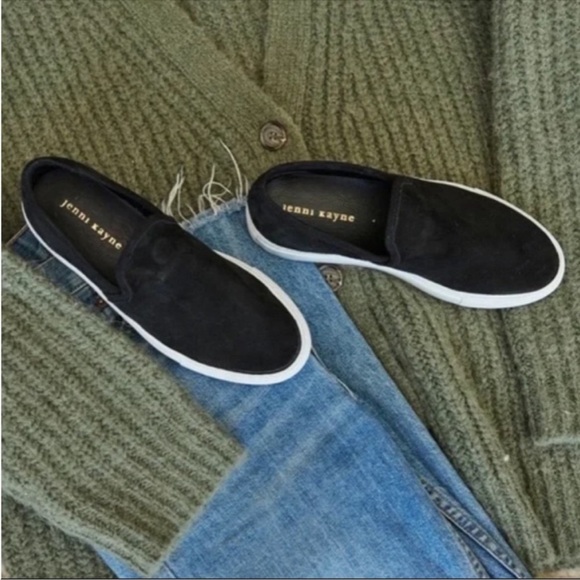 JENNI KAYNE suede lounger slider Sneakers flats solid black slip on shoes Sz 40 - Picture 1 of 11